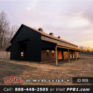 809 40x80x16 New Jersey Black Metal Pole Barn