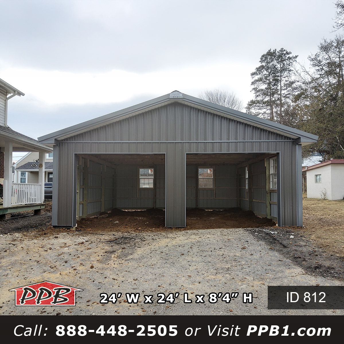 24x24 Garage Pennsylvania Post Frame Construction Garage Door Openings Bronze Siding