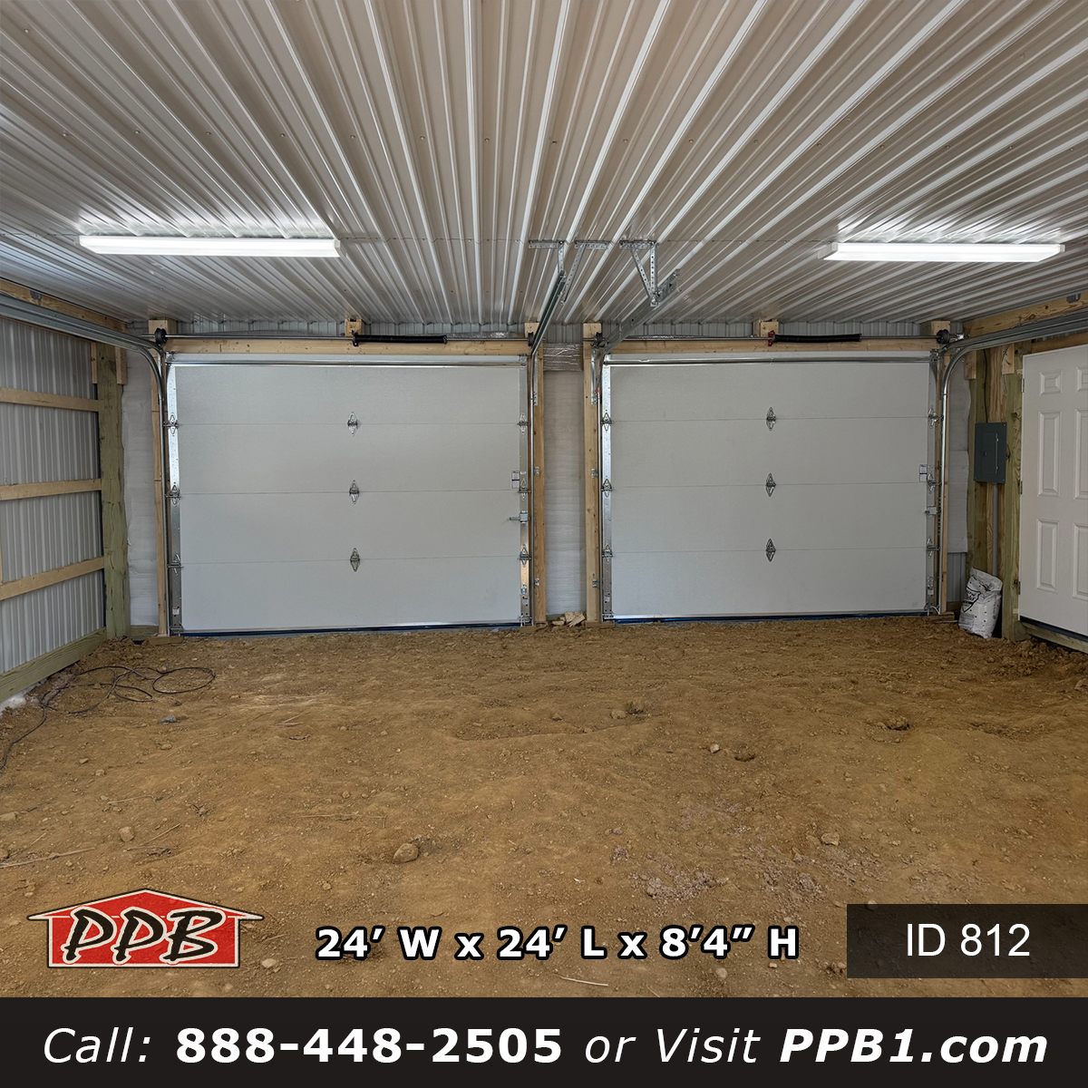 Two Car Garage Build Interior Pennsylvania Pole Barn Garage White Insulated Overhead Doors