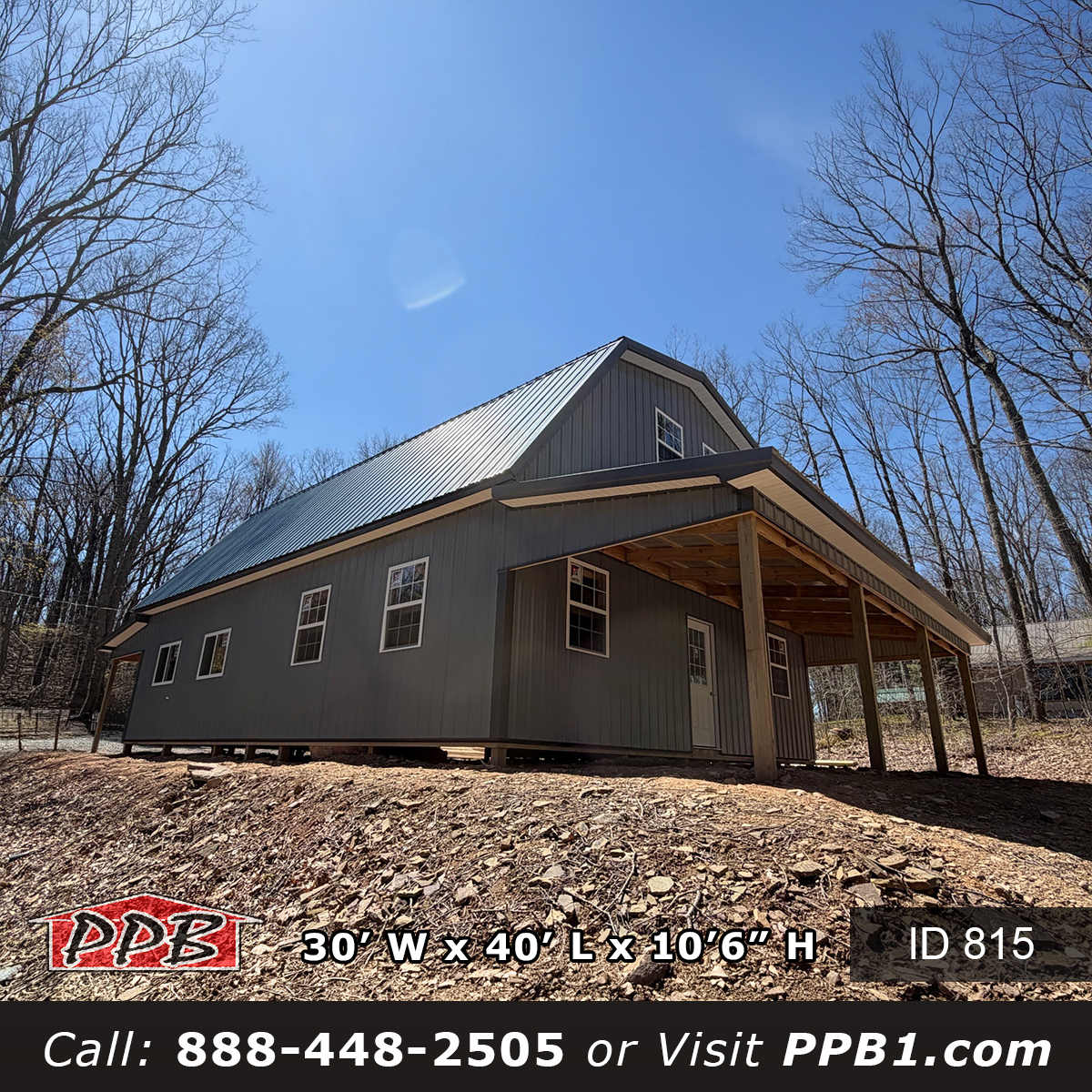 Gambrel with attic space rear elevation showing gable proportions