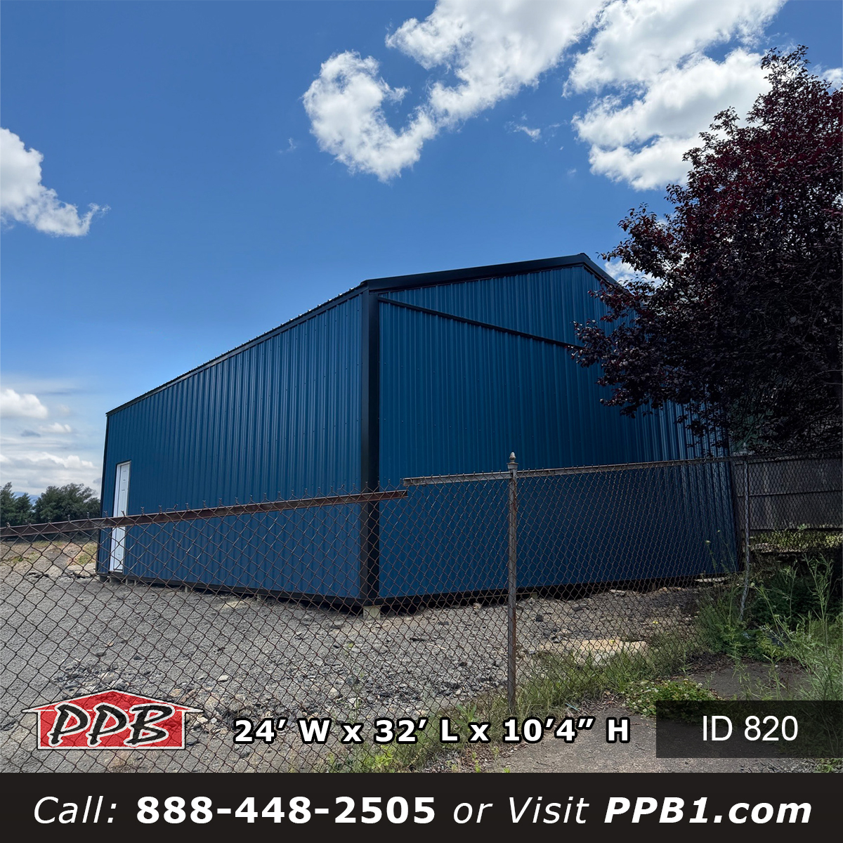 24x32 post-frame garage long sidewall elevation with Slate roof and flush eaves Pennsylvania