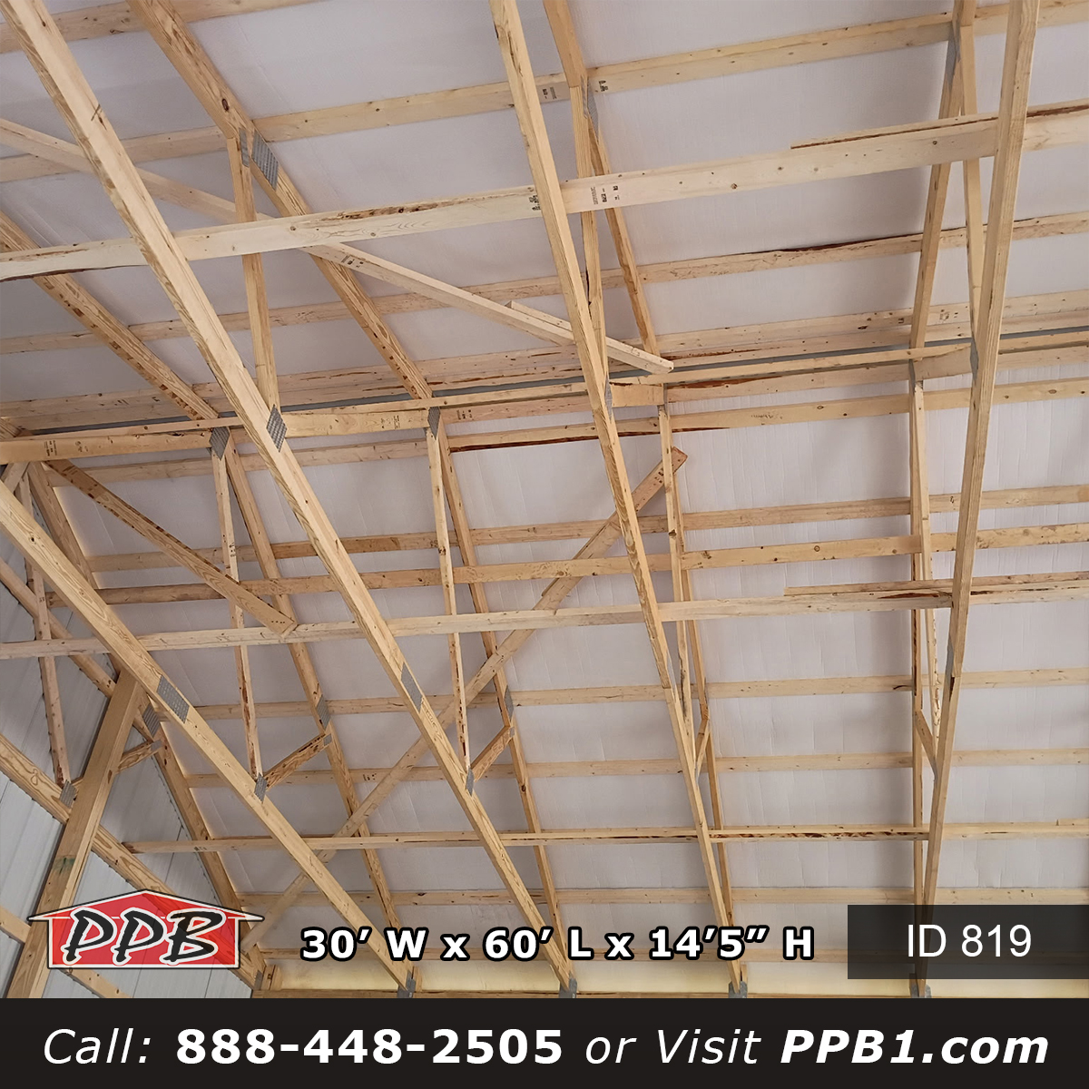 819 30x60x14 interior trusses Double Bubble vapor barrier gable pole building New York
