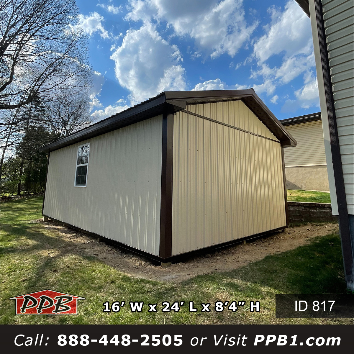 16x24 detached garage rear corner beside the house in Pennsylvania