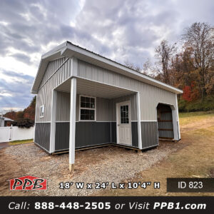 823 18x24x10 post frame garage exterior with Ash Gray and Charcoal two-tone siding