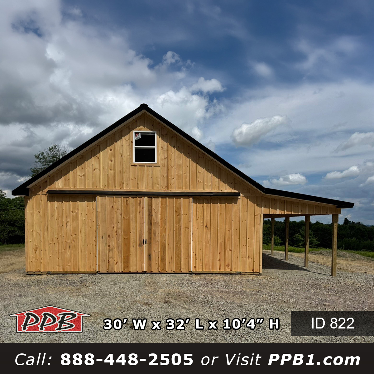 Attic storage garage gable end with split slider