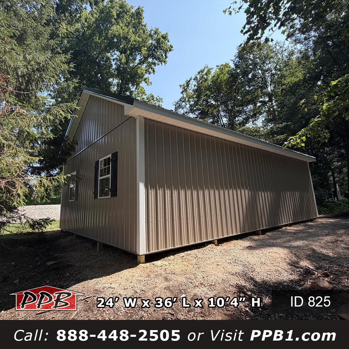 825 24x36x10 side elevation with shuttered window and Clay siding