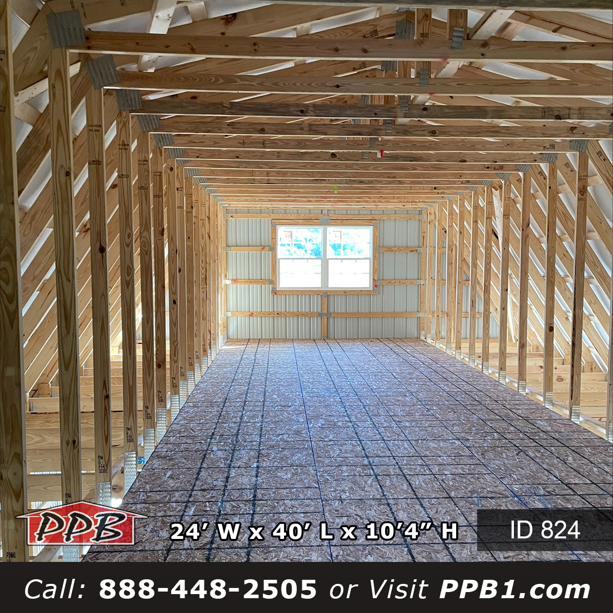 824 24x40x10 gambrel loft interior with tongue and groove attic floor