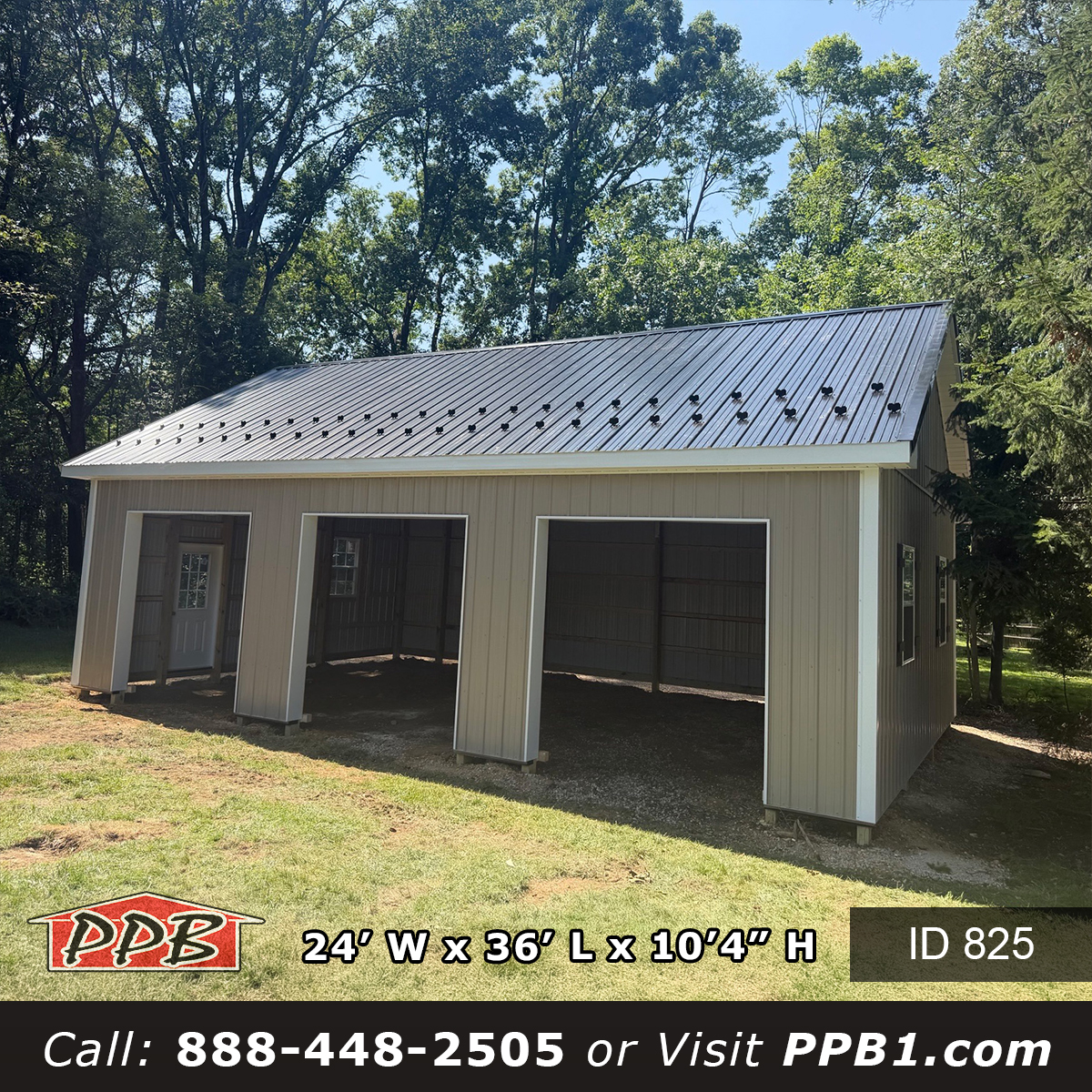 825 24x36x10 three bay garage eave wall before overhead doors installed