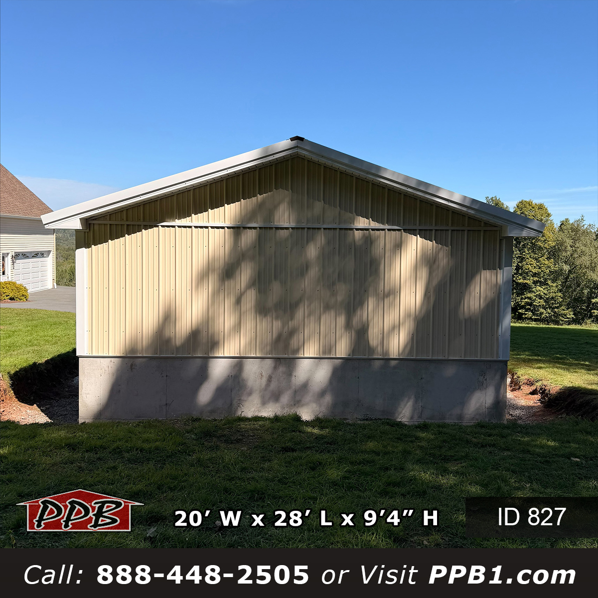 827 20x28x9 rear gable end showing the concrete knee wall