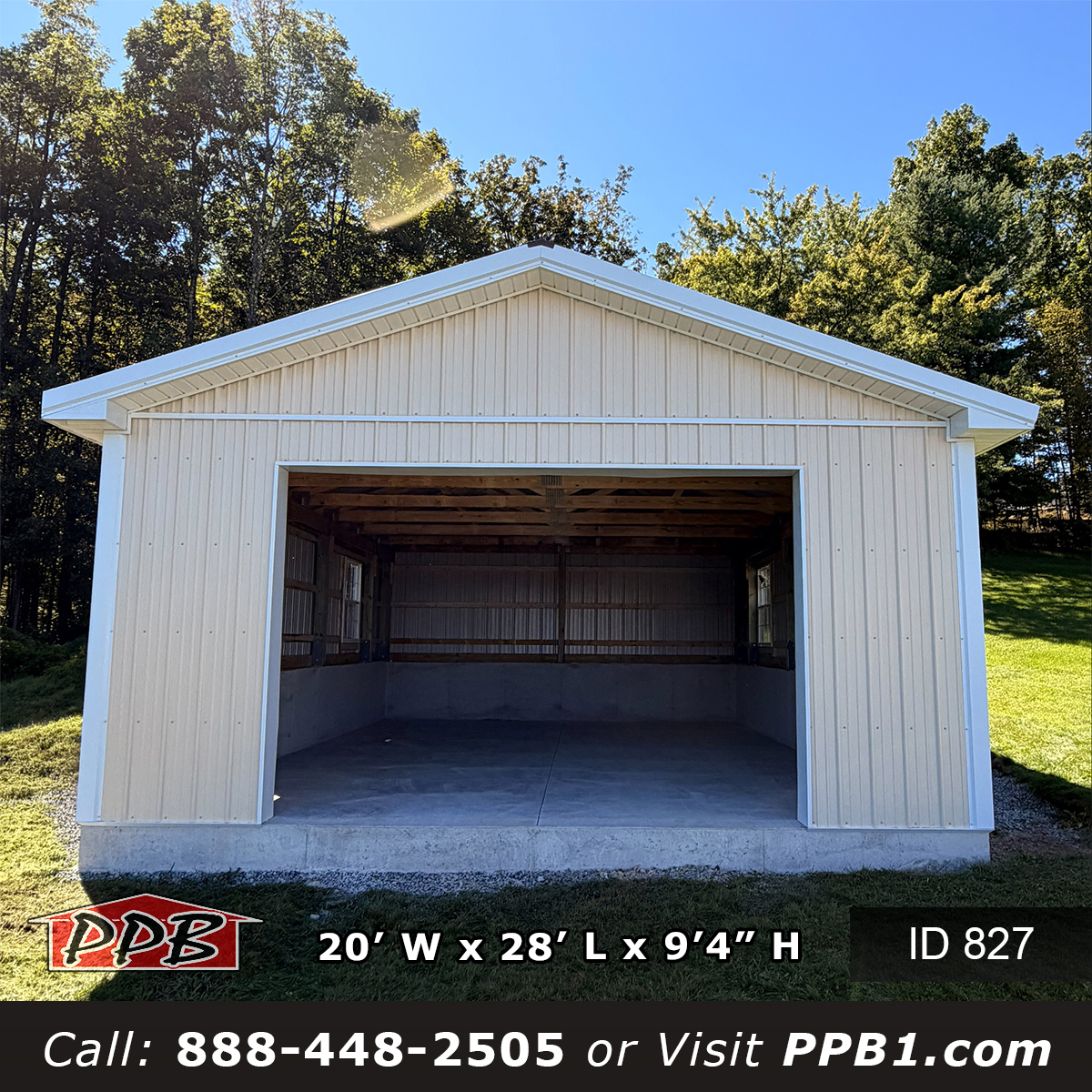 827 20x28x9 garage front elevation showing the bracketed concrete knee wall