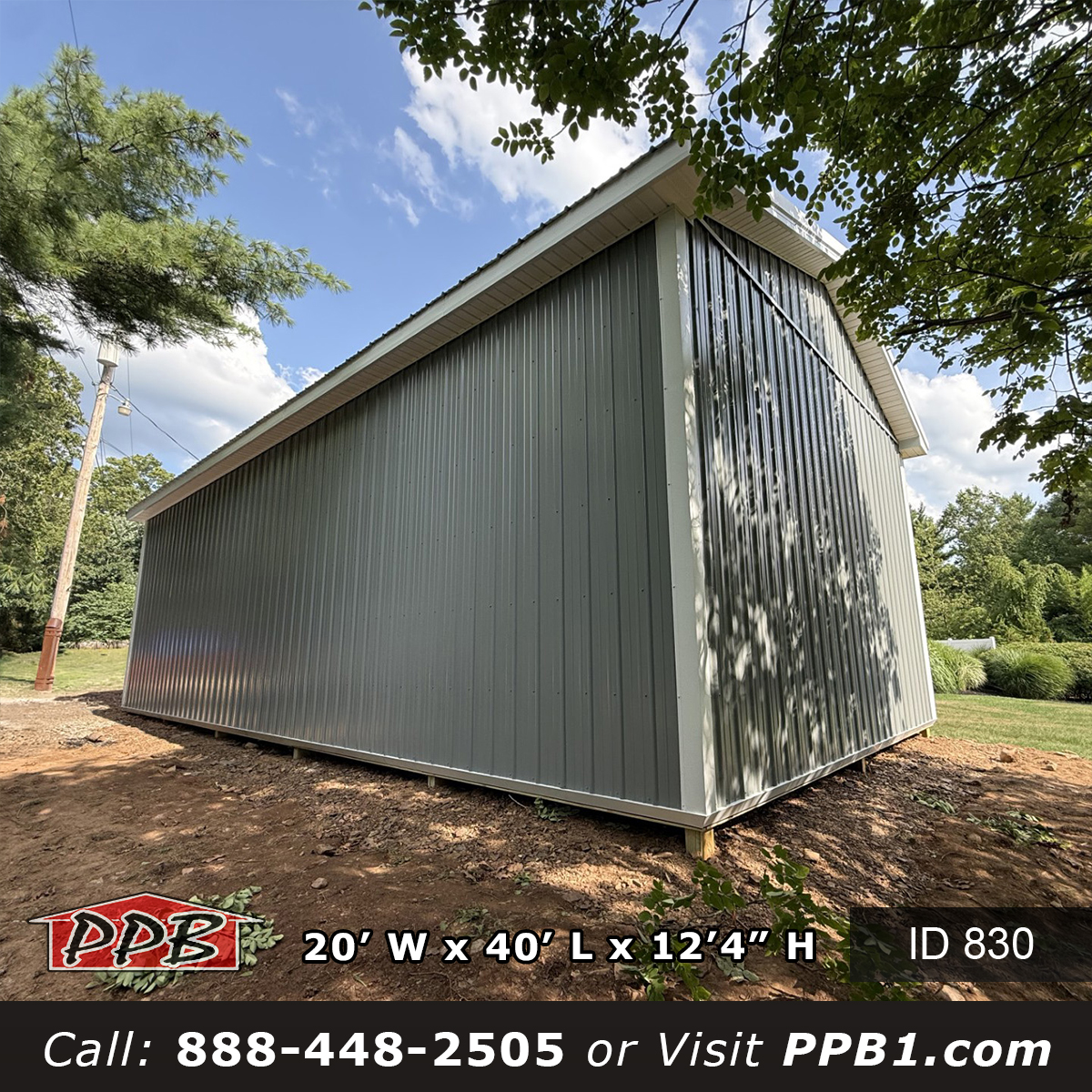 Rear eave wall and solid gable end of a 20x40 pole barn garage in New Jersey